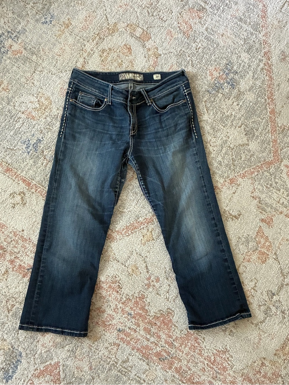 BKE Women's Dark Blue Washed Capri -Y2K-Size29‎